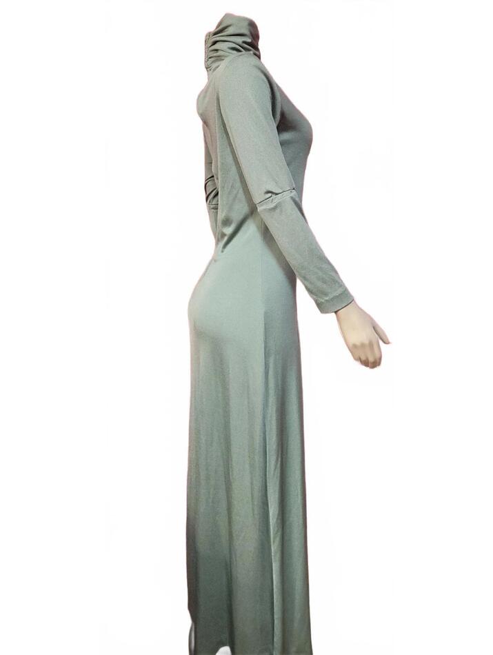 Joy Stevens 70's Vintage Peasant Cottagecore Women's Green Maxi Dress Sz S/M #C2